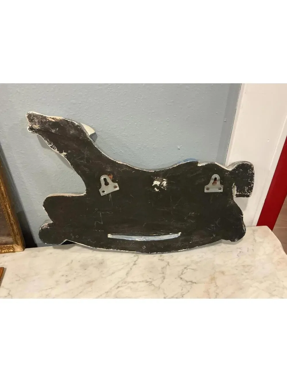 Vintage Hand-Painted Wooden Rocking Horse Wall Hooks Nursery Decor